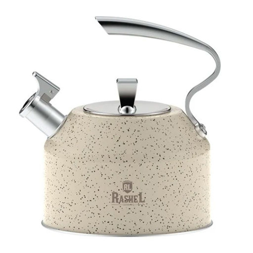 Чайник из нержавеющей стали 3 л со свистком, цвет; кремовый гранит R-7832 /RASHEL/