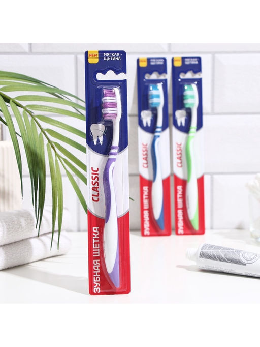 Зубная щётка Rendall Classic, мягкая, микс, 1 шт.