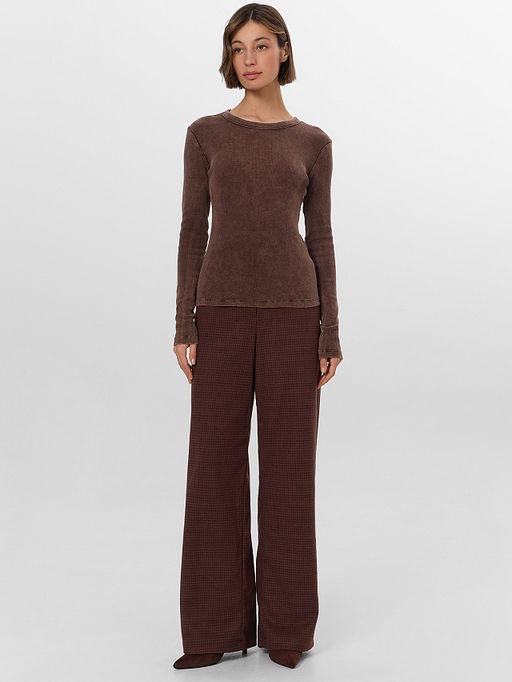 Брюки женские коричневые в клетку - Mark formelle фото 5