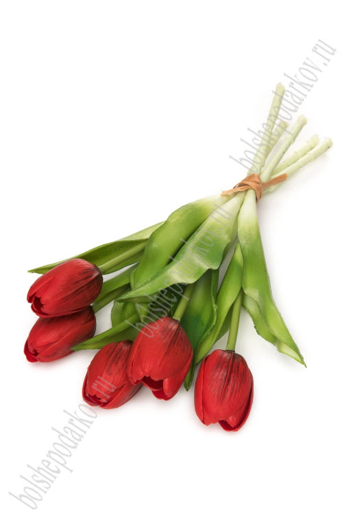 Веточка декоративная Тюльпан 32 см (5 шт) SF-8136, красный
