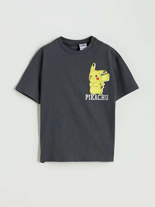 Bisiklet Yaka Pikachu Bask?l? Erkek ?ocuk Ti??rt