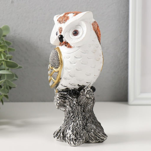 Фигурка полистоун «Мудрая сова Мадлен», белая с золотом, 15×7.5×8 см