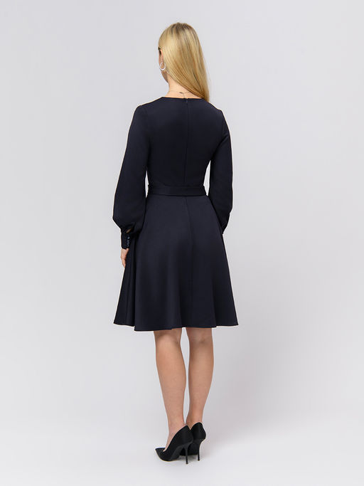 Платье синего цвета длины мини с объемными рукавами - 1001dress фото 4