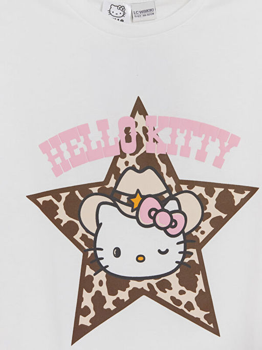 Bisiklet Yaka Hello Kitty Bask?l? K?z ?ocuk Ti??rt