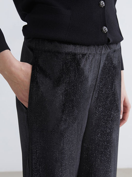 Beli Lastikli Parlak G?r?n?ml? Kad?n Pantolon