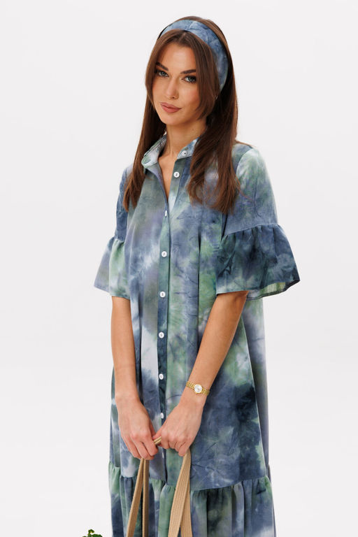 Платье Lars Style 1108 изумрудный мульти-принт