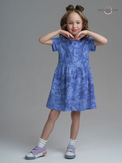 Платье Лето зайцы варенка синий - Sovalina фото 11