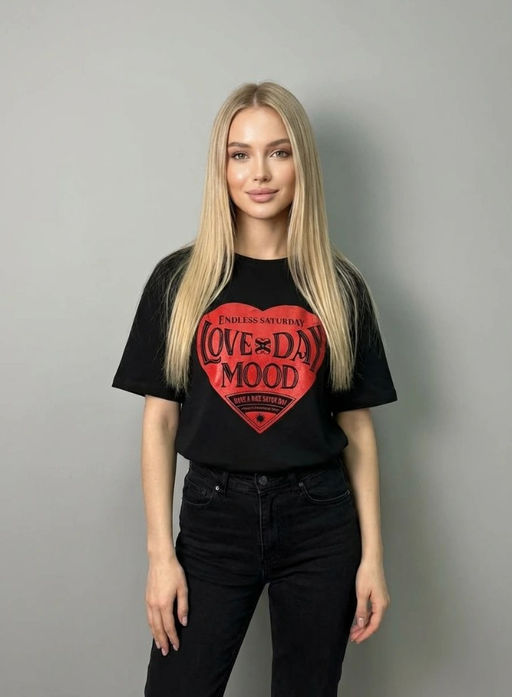 K13423 Футболка OVER SIZE (хлопок) ЧЕРНЫЙ