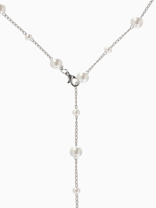 Кулон трансформер «Россыпь жемчуга», бусины №6.8, L=50 см, белый в серебре