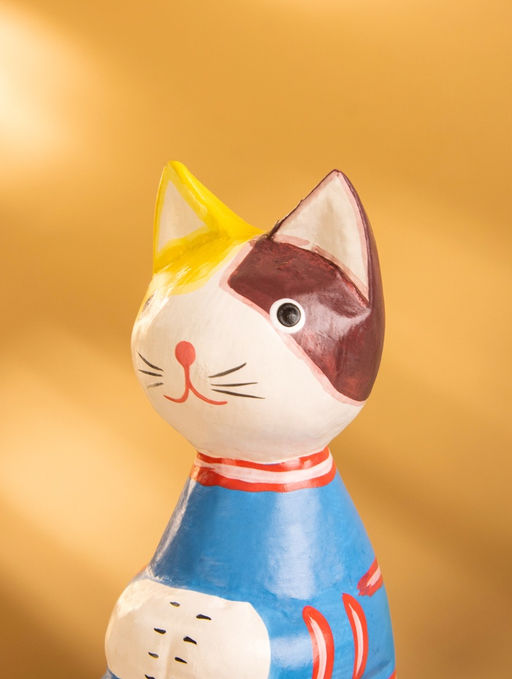 Сувенир «Котенок в кофте сидячий», 6×6×15 см, дерево