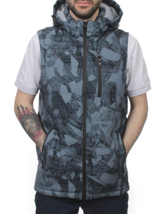 2121 GRAY Жилет мужской (100 гр. синтепон) - Фабричный китай фото 2