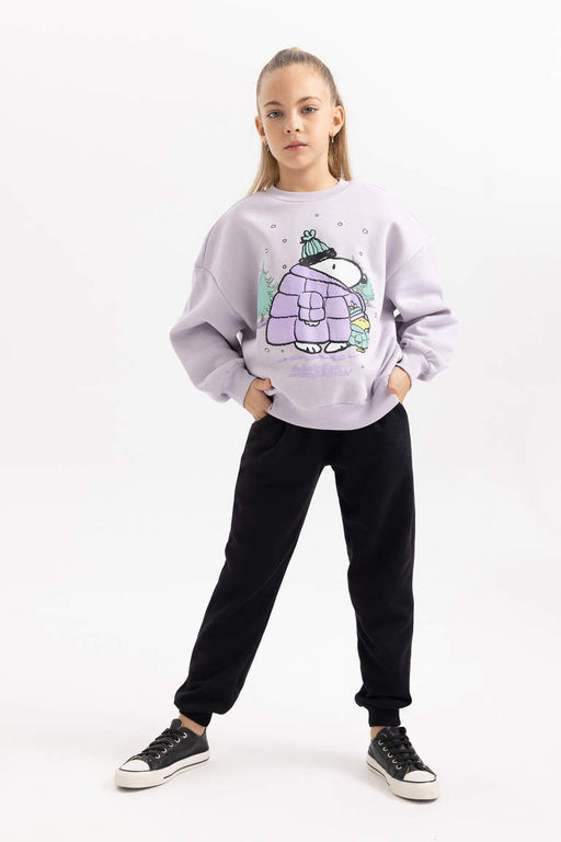 Мягкий толстый свитшот Snoopy с круглым вырезом для девочек - Defacto фото 2