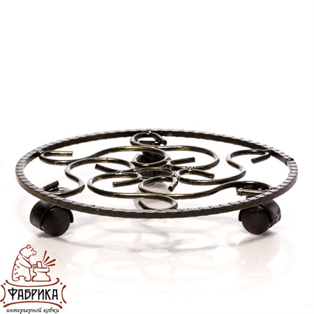 Подставка для цветов 12-009 напольная на колесах - Фабрика интерьерной ковки фото 2