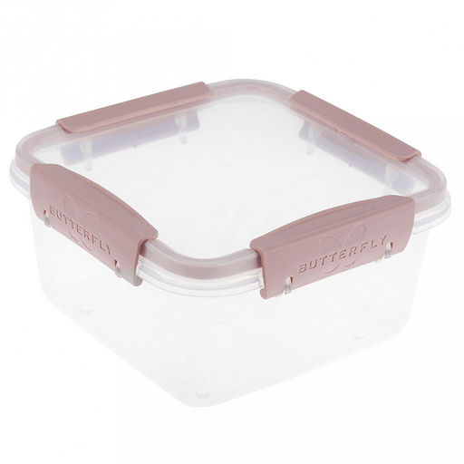 Контейнер для продуктов пластмассовый "Butterfly Light" 1,2л, герметичная крышка, ручки-клипса, подходит для СВЧ, розовый (Россия)