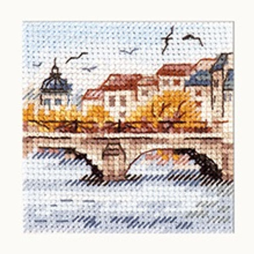 Набор для вышивания АЛИСА арт.0-216 Осень в городе. Чайки над мостом 7х7 см