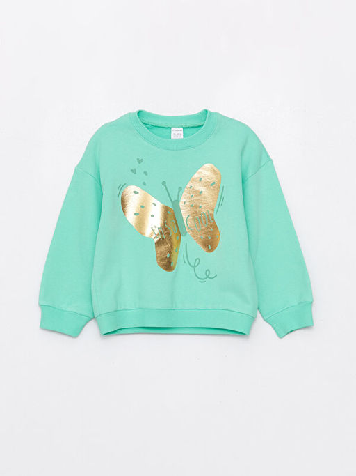 Bisiklet Yaka Uzun Kollu K?z Bebek Sweatshirt ve E?ofman Alt 2li Tak?m - Waikiki фото 2