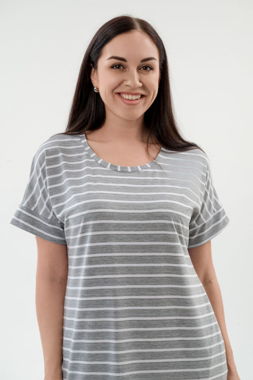 Туника женская из вискозы Полоса серо-белый - Амадэль фото 7