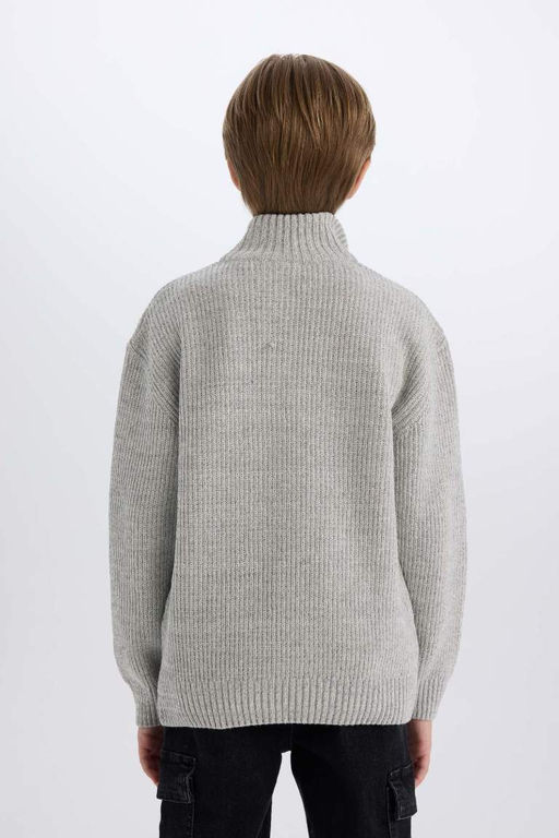 Трикотажный свитер с высоким воротником на молнии для мальчика - Defacto фото 6