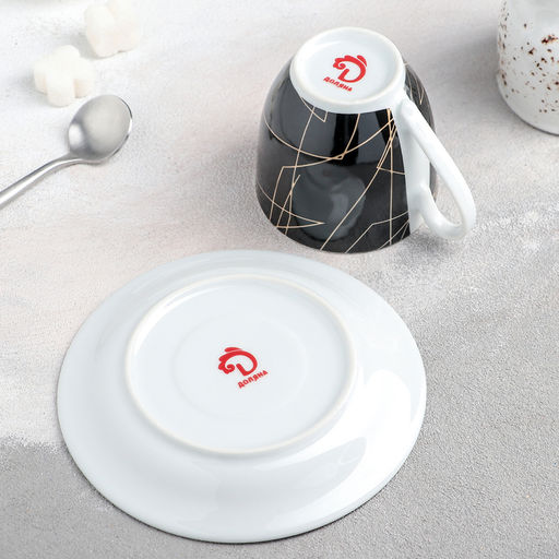 Чайная пара керамическая Доляна Кассиопея, 2 предмета: чашка 200 мл, блюдце d=14,5 см  фото 3