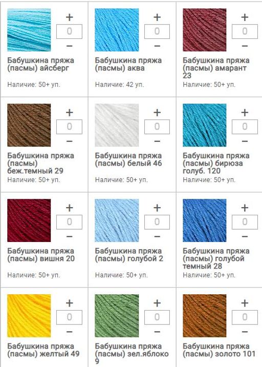 Цена за 1 мотков пряжи Бабушкина пряжа (пасмы)