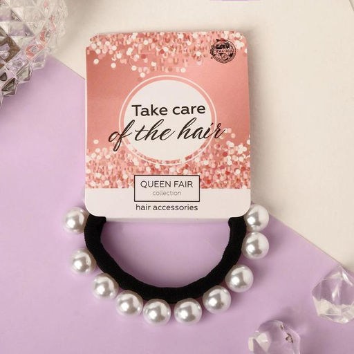 Цена за 6 шт. Резинка для волос «Агния», белая