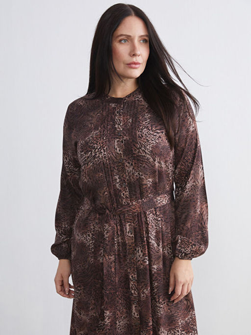 Hakim Yaka Desenli G?mlek Elbise