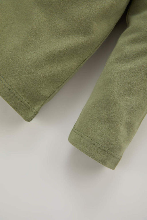 Футболка из чесаного хлопка с длинными рукавами и круглым вырезом для маленьких мальчиков - Defacto фото 3