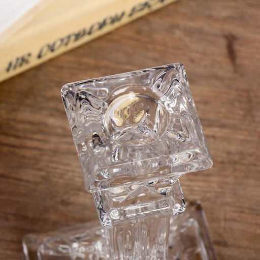 Стеклянный подсвечник на 1 свечу «Колонна с прямоугольная», прозрачный, 16.5×8.3×8.3 см