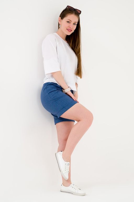 Шорты прямые с манжетами джинсовый - Odis фото 14