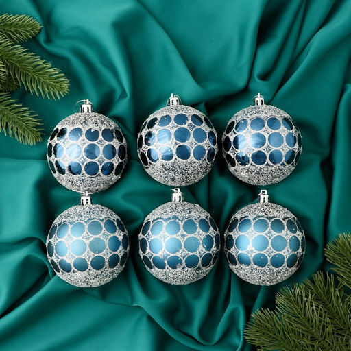 Ёлочные игрушки Сюрприз, шары новогодние, d=8 см, набор 6 шт., синий