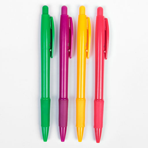 Цена за 7 шт. Ручка шариковая, 0.5 мм, стержень синий, с резиновым держателем, корпус МИКС