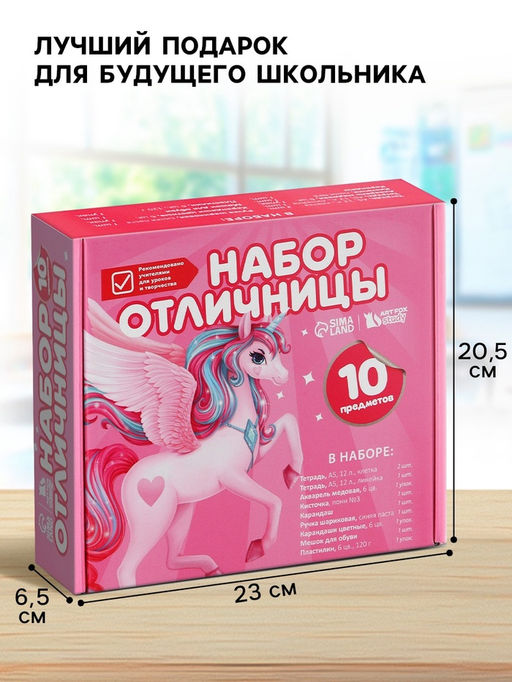 Набор первоклассника с мешком для обуви 10 предметов «Отличница»
