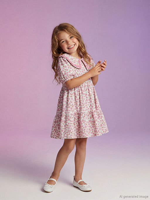 ?i?ekli K?z ?ocuk Elbise