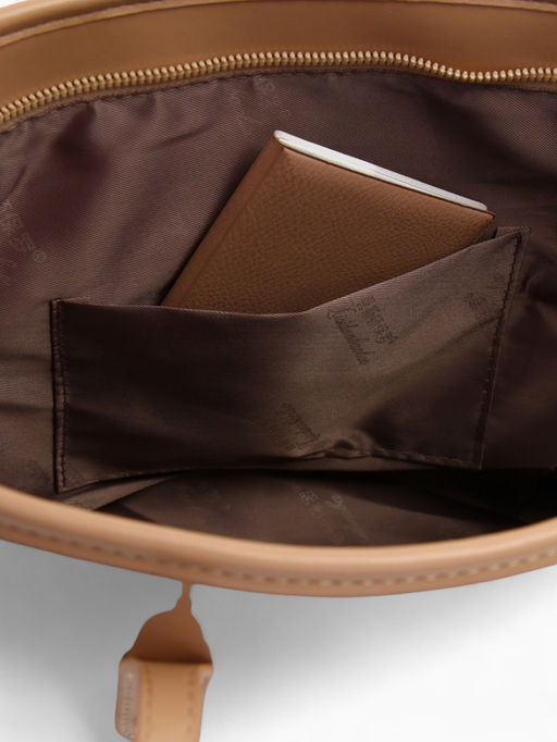 Сумка-шопер женская на молнии, размер 30.5×12×27 см, однотонная, бежевая