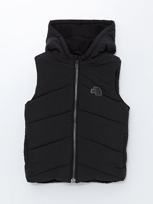 Kap??onlu Bask?l? Erkek ?ocuk ?i?me Yelek