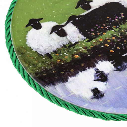 Подставка под горячее (панно) "Ферма" д16см h0,8см, керамика, фотопечать с глазурью, подложка пробковое дерево, кант атласный шнур, в упаковке (Китай)