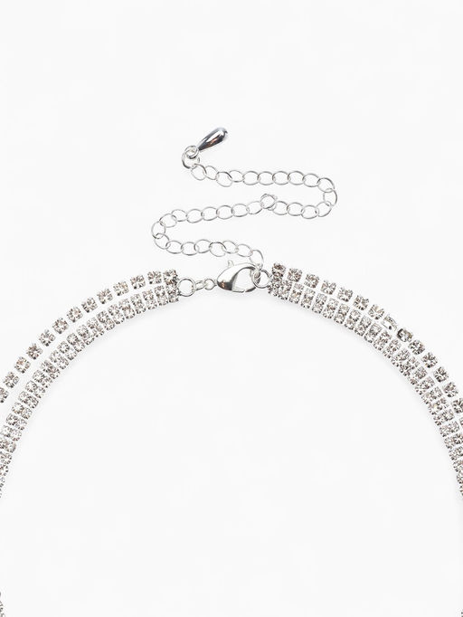 Набор 2 предмета: колье-чокер, серьги Блеск, белый в серебре