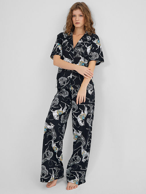 Комплект женский домашний черный с узором - Mark formelle фото 8