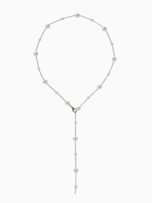 Кулон трансформер «Россыпь жемчуга», бусины №6.8, L=50 см, белый в серебре