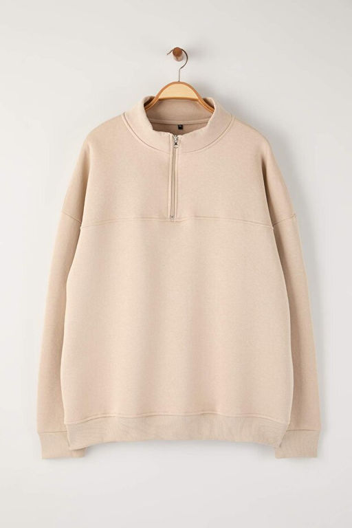Bej Oversize B_y_k Beden Sweatshirt TMNAW25AO00028 - Trendyolmilla фото 2