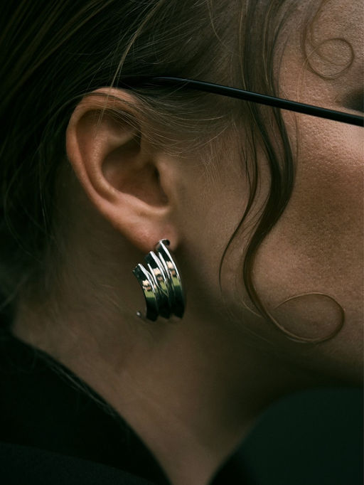 Серьги металл Трио на увеличение, цвет серебро - Qf фото 8