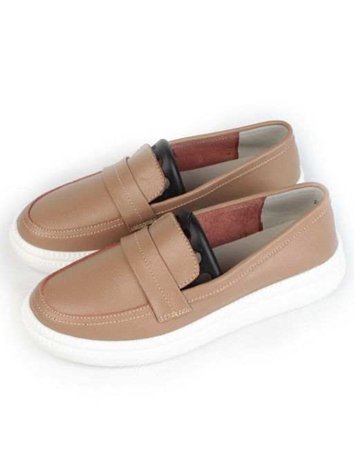 03-ZL-8501 DK. BEIGE/BROWN Полуботинки женские (натуральная кожа)