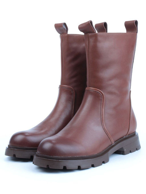 04-M2-245 BROWN Ботинки зимние женские (натуральная кожа, натуральный мех)