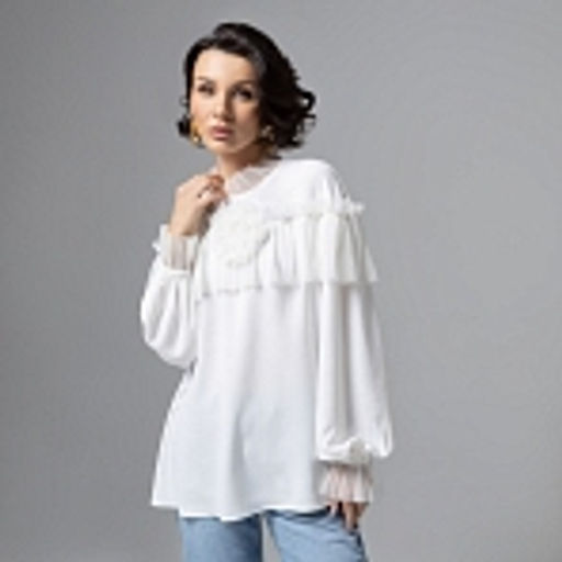 Блуза с рюшами, Мелодия сердца (белая) - Charutti фото 16