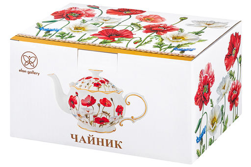 Чайник 600 мл 22*12,5*13 см  Маки рифленый, NEW BONE CHINA - Elan gallery фото 9