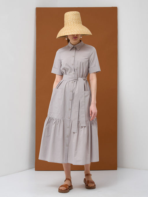 Платье хлопок OD-791-2 серый OD-791-2
