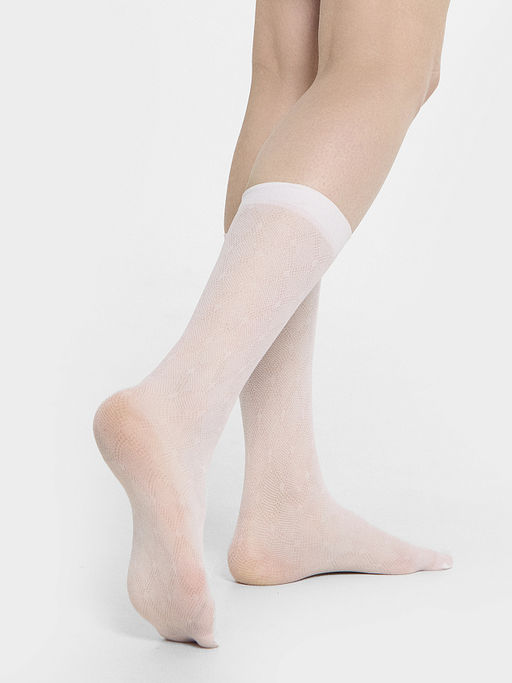 Цена за 5 пар! Гольфы детские белые с рисунком в виде ромбов - Mark formelle фото 4