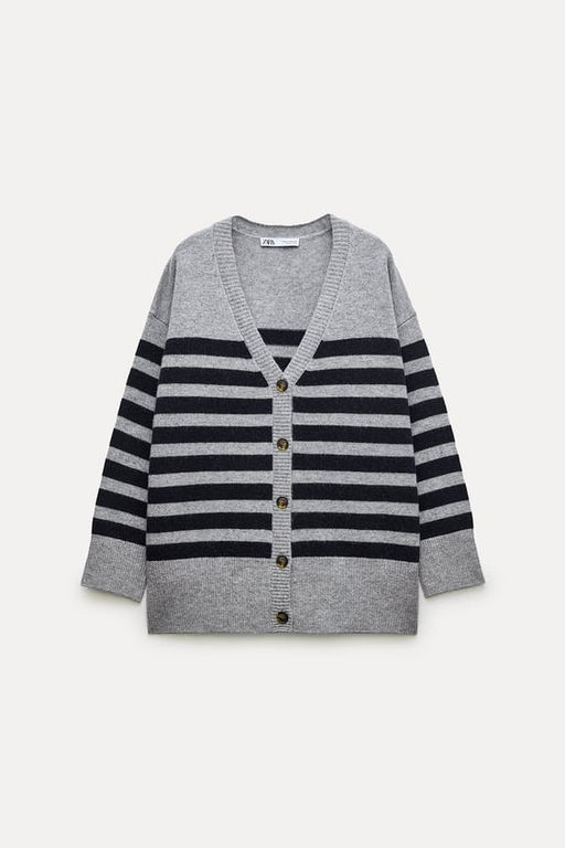 STRIPED KNIT CARDIGAN 100% WOOL - Zara фото 9