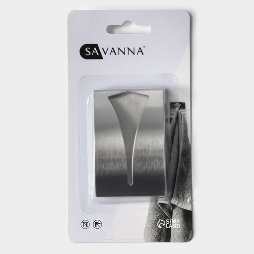 Цена за 2 шт. Крючок - держатель самоклеящийся SAVANNA Chrome Loft, для салфеток и полотенец, металл, 2.57.55 см, хромированный  фото 6