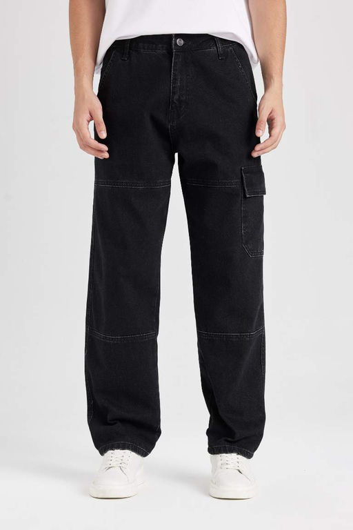 Wide Leg Fit Genis Kal?p Normal Bel Genis Paca Kargo Cepli Jean Pantolon - Defacto фото 2
